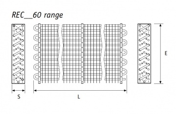 REC 15060 12-tubes static evaporator (1500x128x588mm)